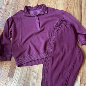 Aerie Oh Snap Sweatshirt & Barrel Sweatpants Set Large